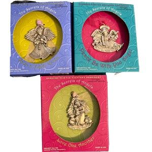 The Secrets Of Angels Love Peace Joy Pewter Christmas Ornament Collectibles 3